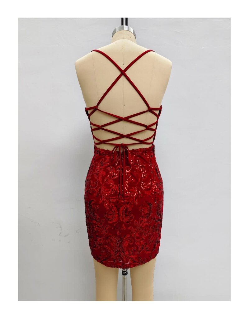 LOVESOME Spaghetti strap sequin fitted corset CD2630165