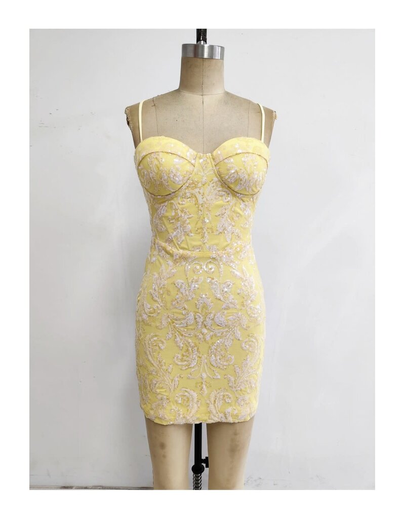 LOVESOME Spaghetti strap sequin fitted corset CD2630165