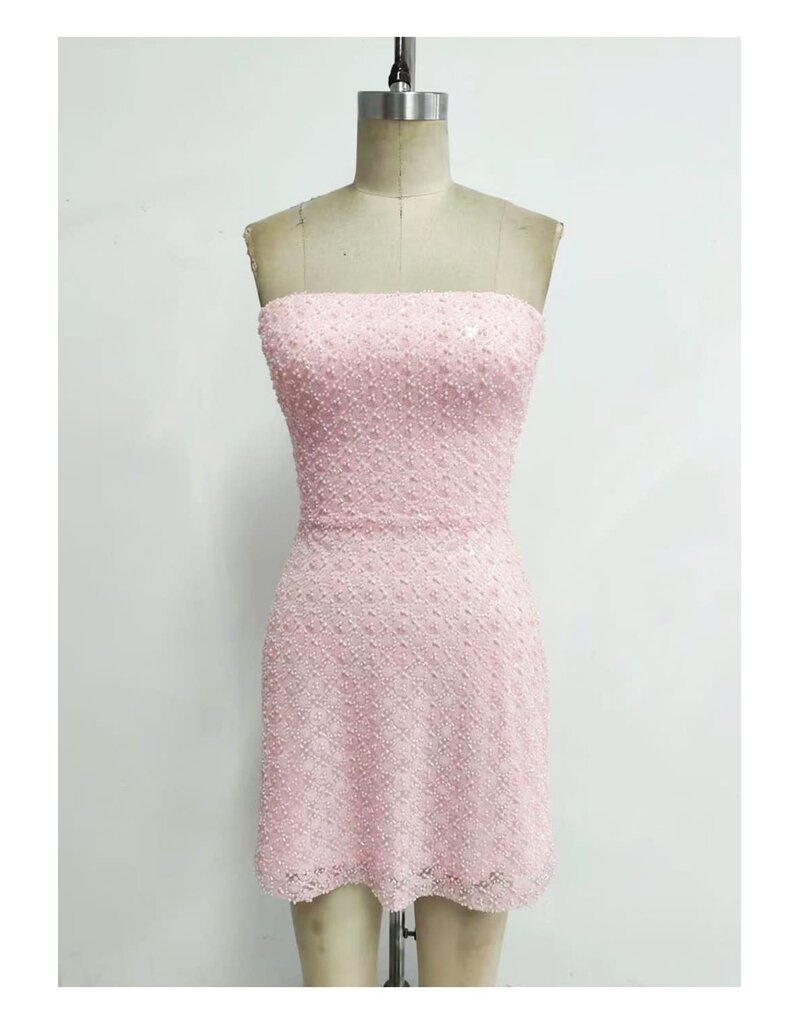 LOVESOME Strapless beaded tie back short gown CD2630355