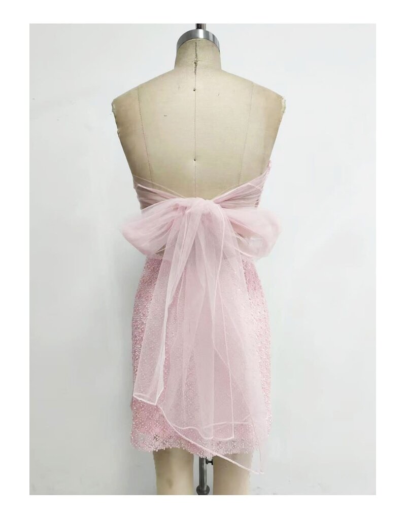 LOVESOME Strapless beaded tie back short gown CD2630355