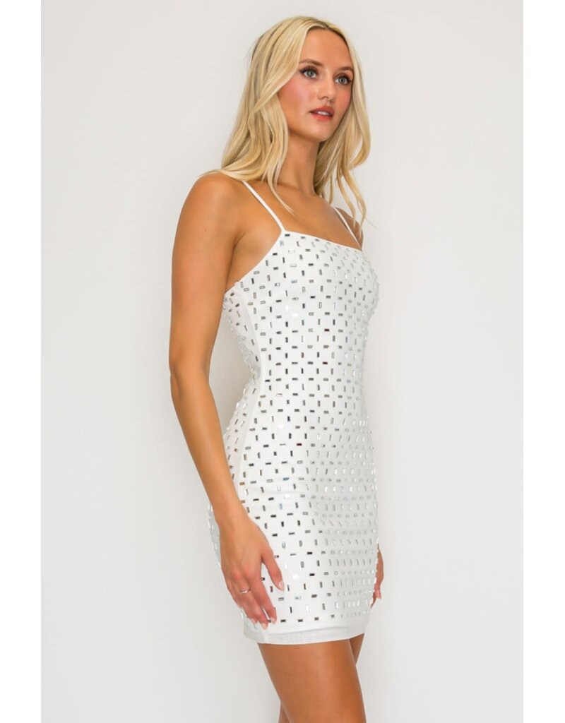 LOVESOME Spaghetti strap rectangle stone fitted gown CD2630923