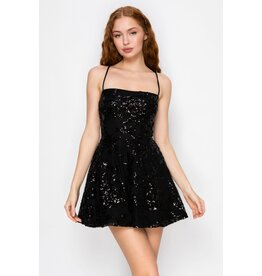 LOVESOME Spaghetti strap sequin a-line corset back gown CD26556751