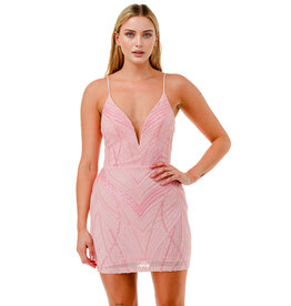 LOVESOME Spaghetti strap beaded v-neck corset back CD2655739