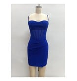 LOVESOME Spaghetti strap fitted glitter mesh mini CD2655872