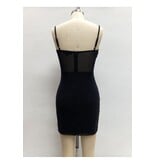 LOVESOME Spaghetti strap fitted glitter mesh mini CD2655872