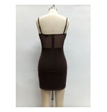 LOVESOME Spaghetti strap fitted glitter mesh mini CD2655872