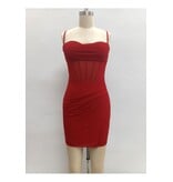 LOVESOME Spaghetti strap fitted glitter mesh mini CD2655872