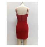 LOVESOME Spaghetti strap fitted glitter mesh mini CD2655872