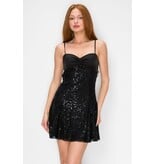 LOVESOME Spaghetti strap sequin fit n flare mini CD2655921