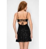 LOVESOME Spaghetti strap sequin fit n flare mini CD2655921