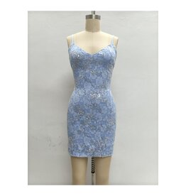 LOVESOME Sequin lace fitted corset back mini CD26559521