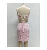 LOVESOME Sequin lace fitted corset back mini CD26559521