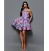 KATE PARKER Strapless pearl lined bodice a-line mini ruffle 36919