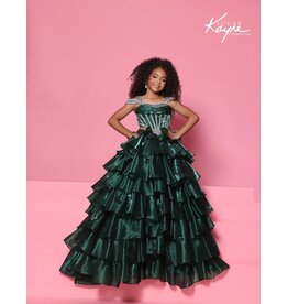 Sugar Kayne Off-the-shoulder ruffle organza gown C418