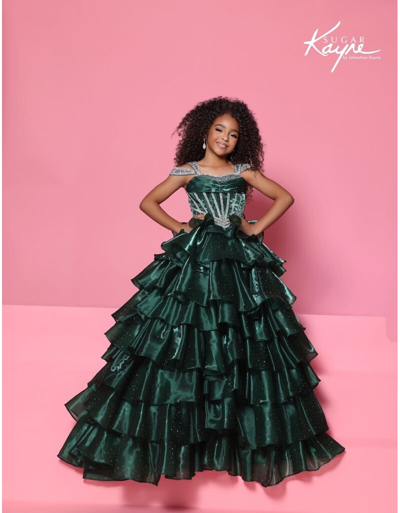 Sugar Kayne Off-the-shoulder ruffle organza gown C418