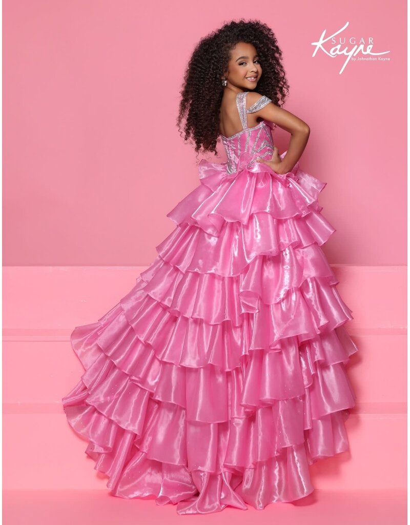 Sugar Kayne Off-the-shoulder ruffle organza gown C418