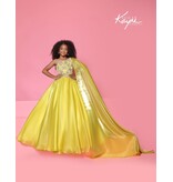 Sugar Kayne Mirror organza ballgown with one-shoulder cape C417
