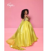 Sugar Kayne Mirror organza ballgown with one-shoulder cape C417
