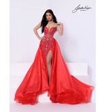 Strapless beaded gown w/ overskirt 3322