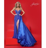 Strapless beaded gown w/ overskirt 3322