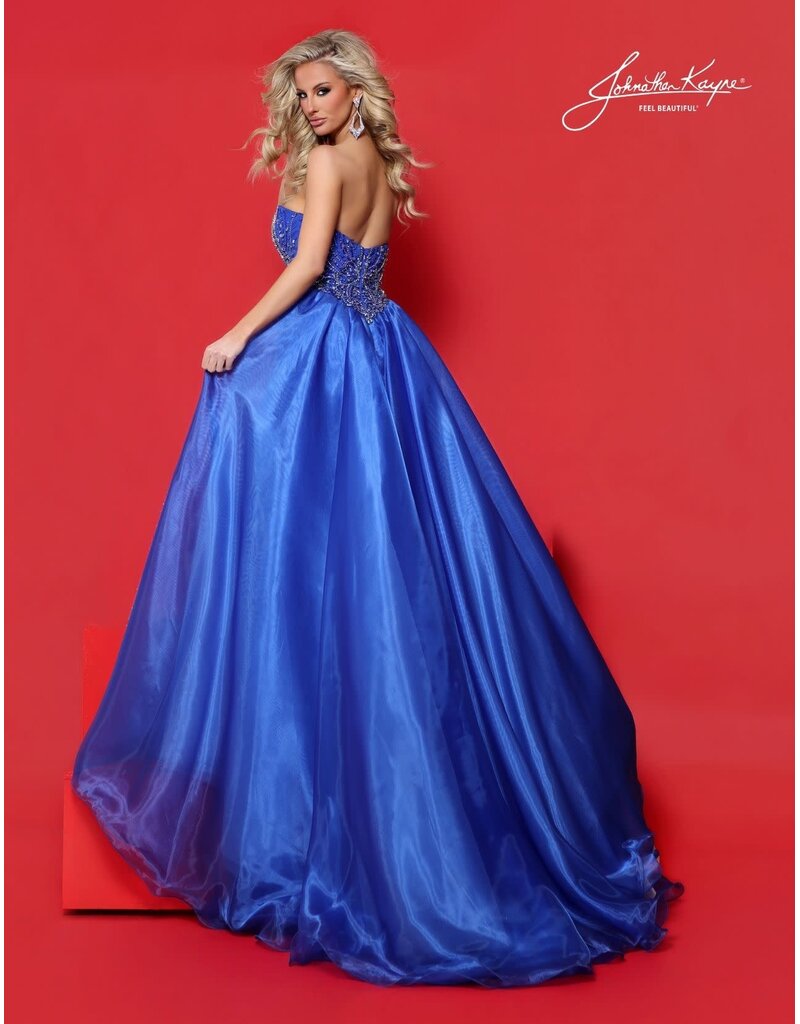 Strapless beaded gown w/ overskirt 3322