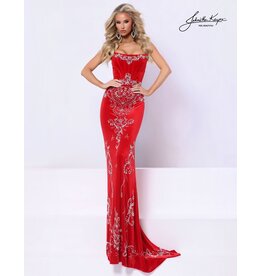Strapless velvet gown w/ corset bodice 3368