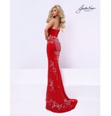 Strapless velvet gown w/ corset bodice 3368