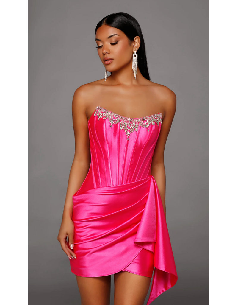 Strapless ruched/draped straight dress 40207