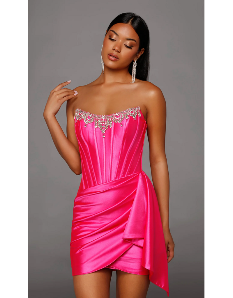 Strapless ruched/draped straight dress 40207
