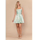 Tank strap square neck brocaded beaded a-line 2626202