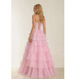KATE PARKER Spaghetti strap beaded bodice ruffle ballgown 27823