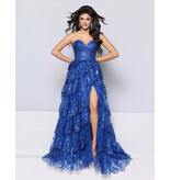 KATE PARKER Strapless sequin ruffle a-line w/slit 26308
