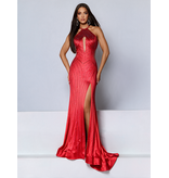 KATE PARKER Beaded high neck cut out bust fitted open back 27003