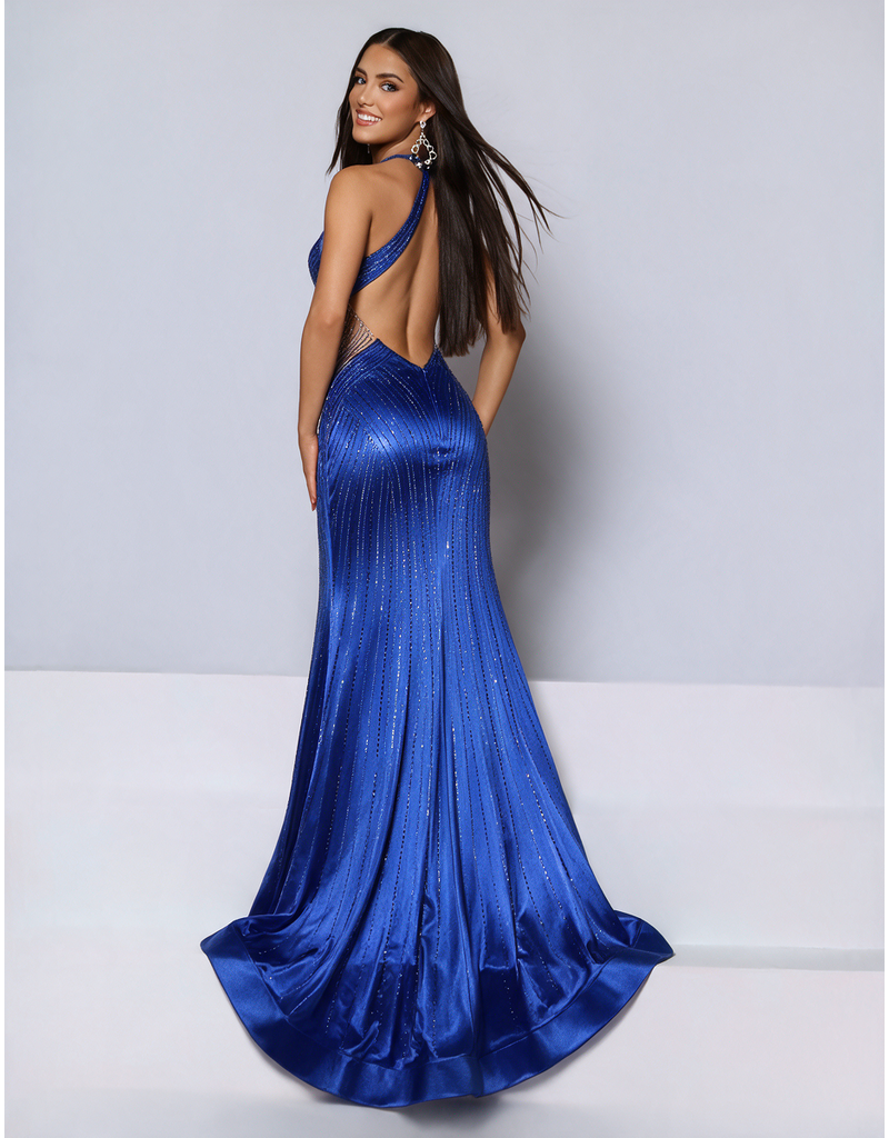 KATE PARKER Beaded high neck cut out bust fitted open back 27003