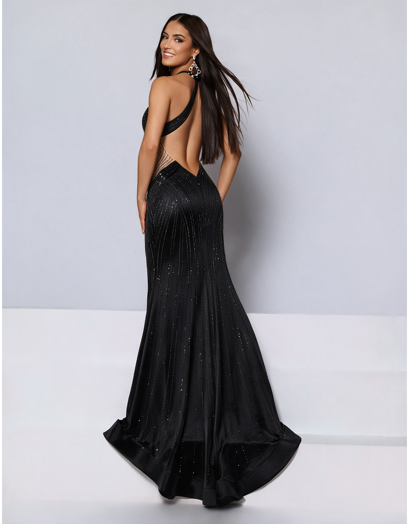 KATE PARKER Beaded high neck cut out bust fitted open back 27003