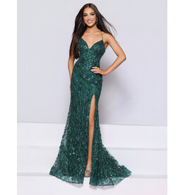 KATE PARKER Beaded sequin lace fitted open back gown 27029B