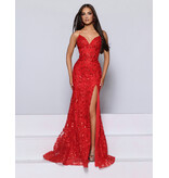 KATE PARKER Beaded sequin lace fitted open back gown 27029B