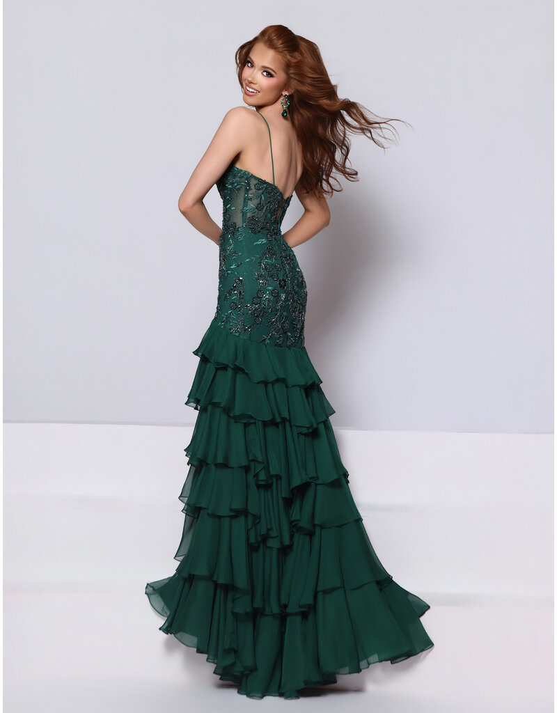 KATE PARKER Sequin drop waist fit n flare ruffle mermaid 27040
