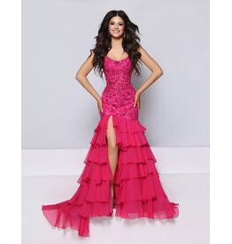 KATE PARKER Spaghetti strap beaded drop waist ruffle mermaid 27047