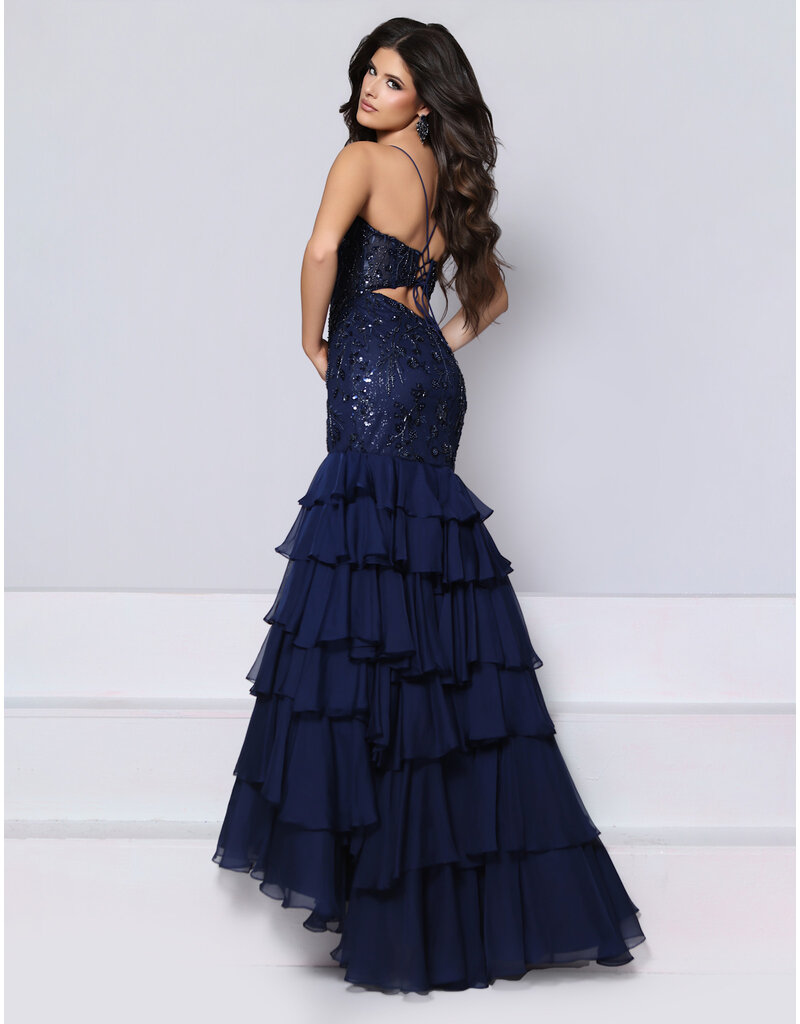 KATE PARKER Spaghetti strap beaded drop waist ruffle mermaid 27047
