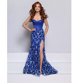 KATE PARKER Strapless satin corset bodice sequin fitted skirt 27051