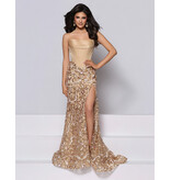 KATE PARKER Strapless satin crumcatcher corset bodice sequin fitted skirt 27055