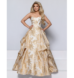KATE PARKER Strapless metalic brocade sheer side ballgown 27060