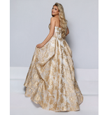 KATE PARKER Strapless metalic brocade sheer side ballgown 27060