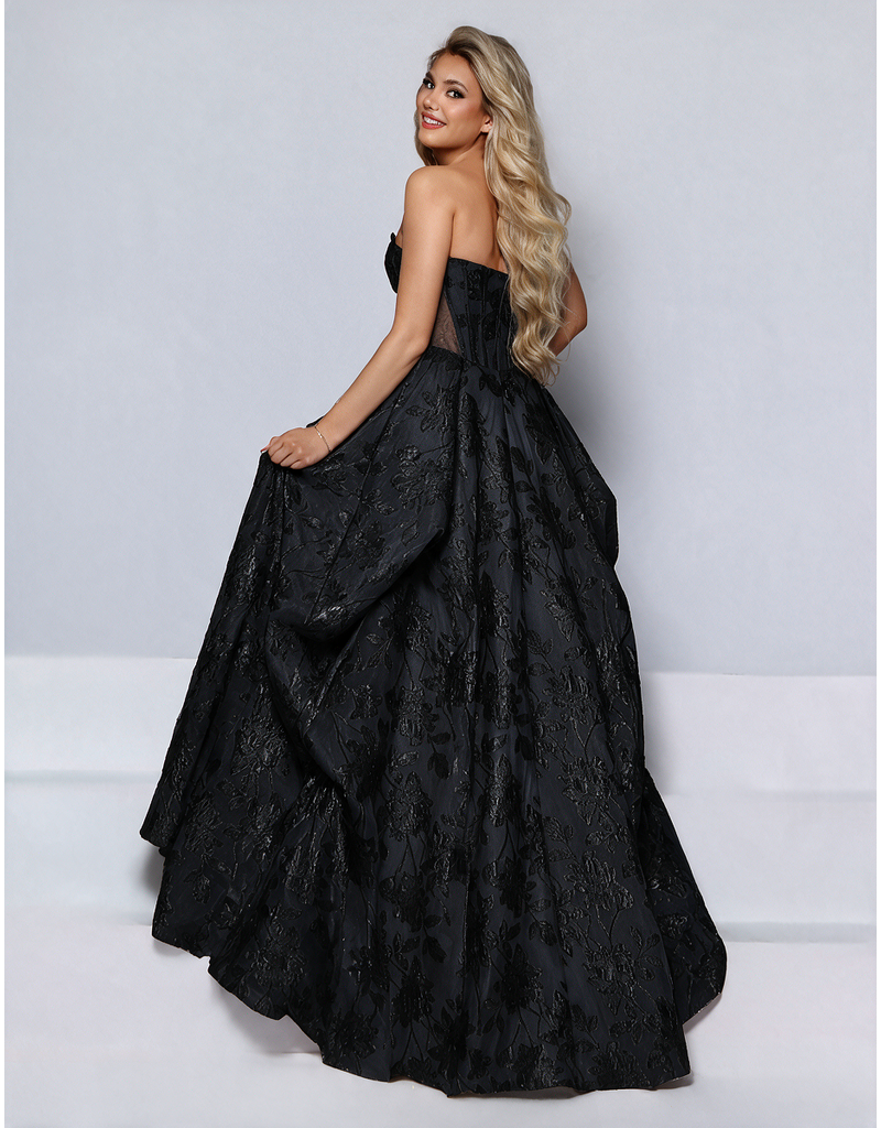 KATE PARKER Strapless metalic brocade sheer side ballgown 27060
