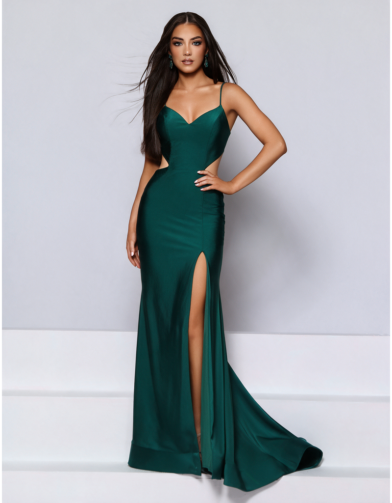 KATE PARKER Spaghetti strap side cut out fitted jersey gown 27061