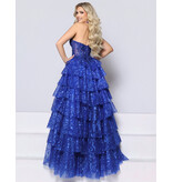 KATE PARKER Halter sheer bodice sequin tulle ruffle ballgown 27835