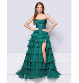 KATE PARKER Strapless beaded corset bodice ruffle ballgown 26230