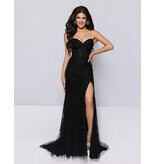 KATE PARKER Strapless lace fitted gown w/slit 26014