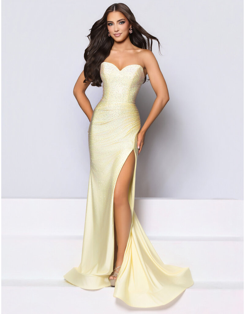 KATE PARKER STRAPLESS, SIDE DRAPE, LEG SLIT 26080